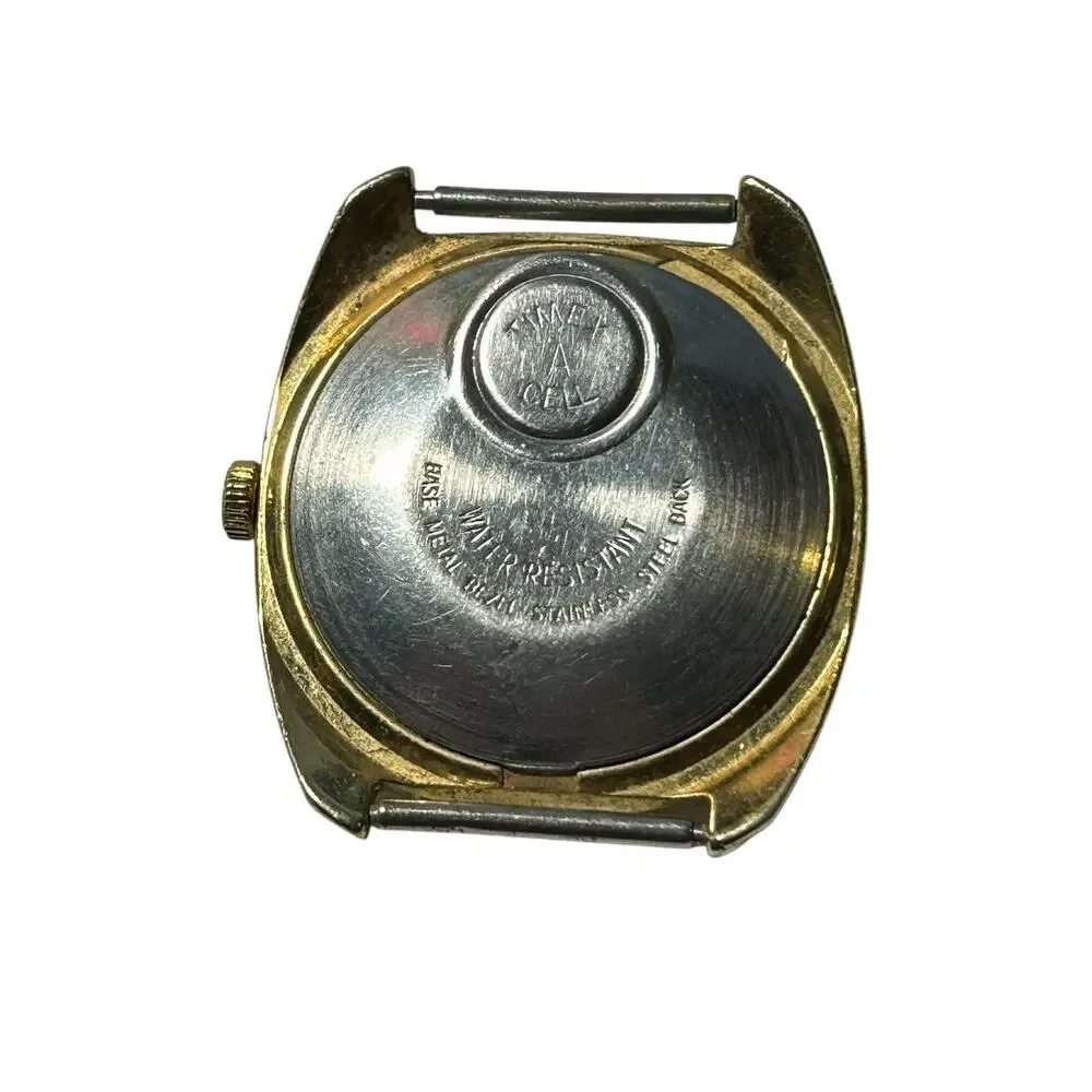 Vintage Timex Electric Dynabeat Date Watch Mens Gold Tone 34mm